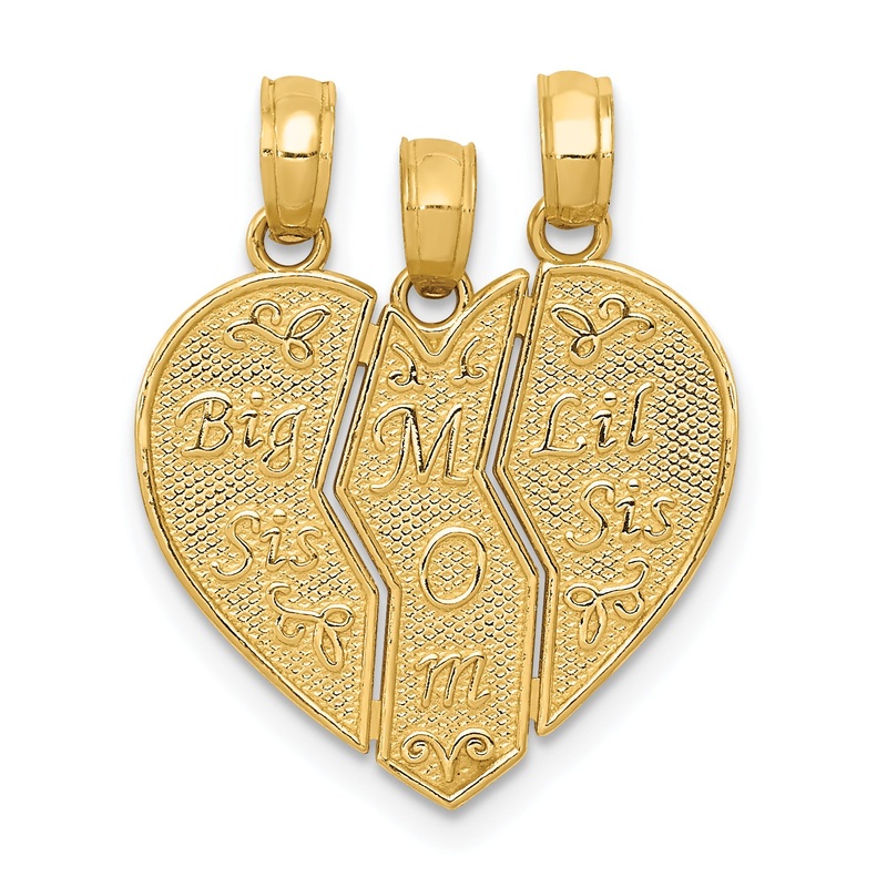 10K Yellow Gold 10K Break-Apart Big Sis, Mom, Lil Sis Charm