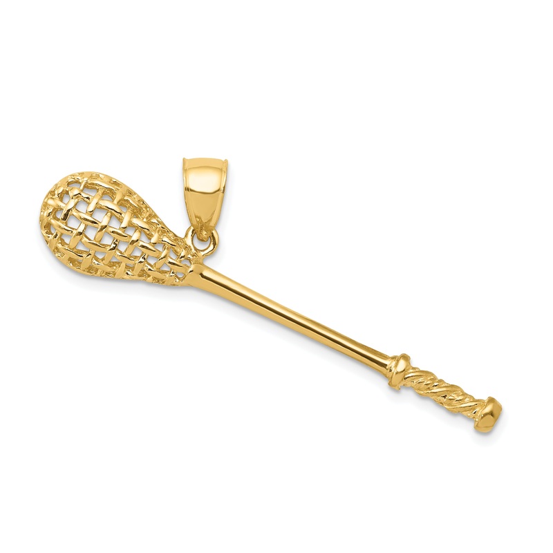 10K Yellow Gold 10K Solid Polished 3-D Lacrosse Stick Pendant