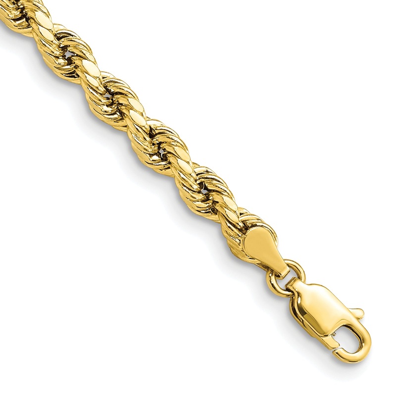 10K Yellow Gold 4mm Semi-Solid D/C Rope Chain