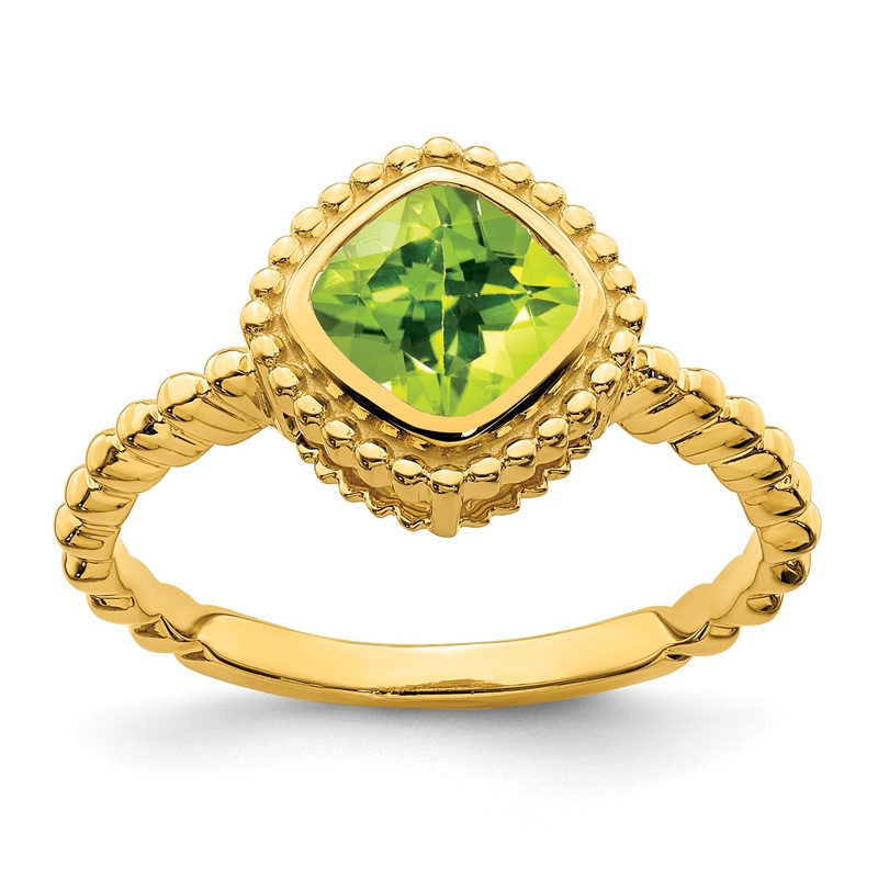 10K Yellow Gold Cushion Peridot Ring