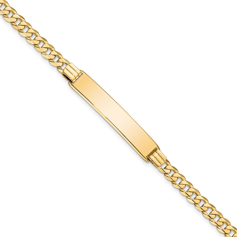10K Yellow Gold Flat Curb Link Id Bracelet