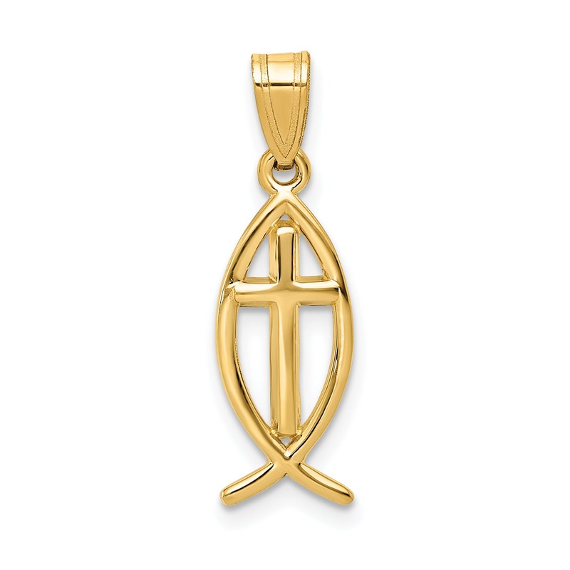 10K Yellow Gold Ichthus Fish Pendant
