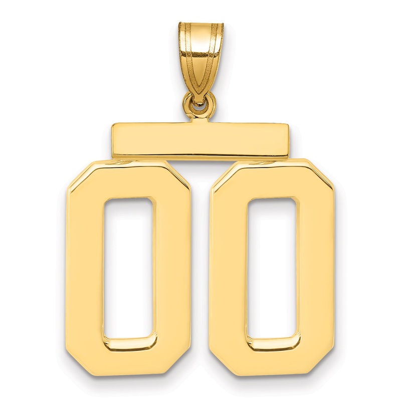 10K Yellow Gold Large Polished Number 00 Charm
