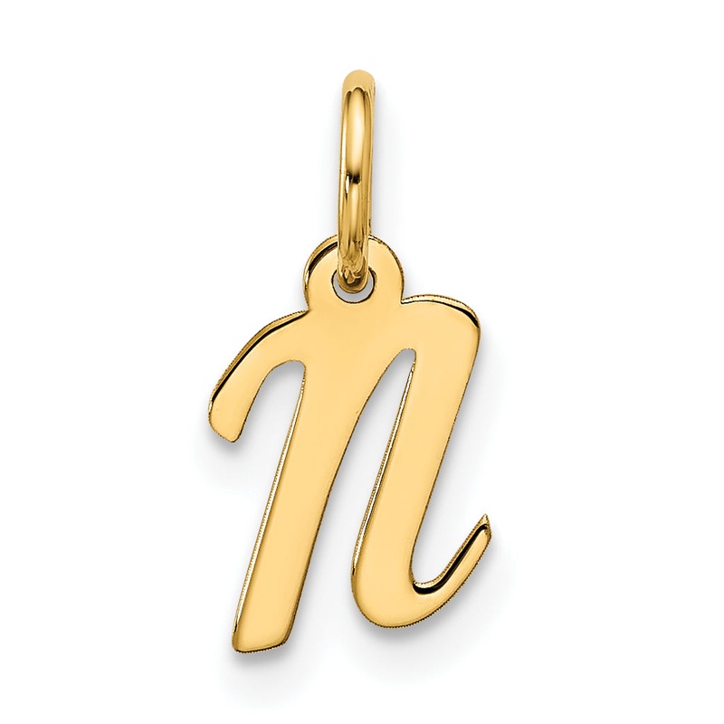 10K Yellow Gold Small Script Initial N Charm