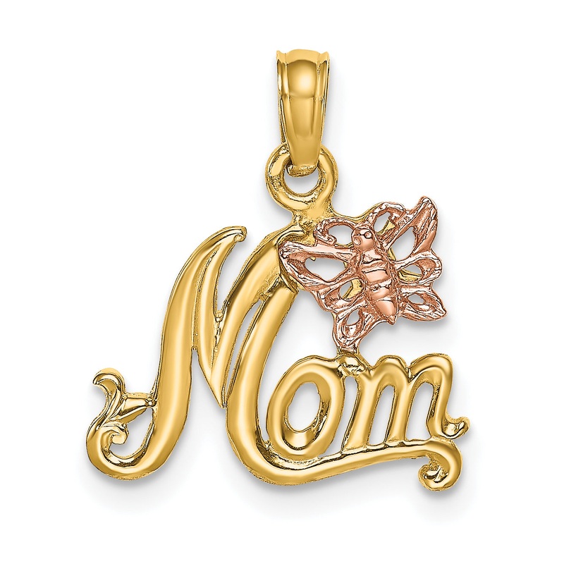 10K Two-Tone 10K Two-Tone Mom W/ Butterfly Charm