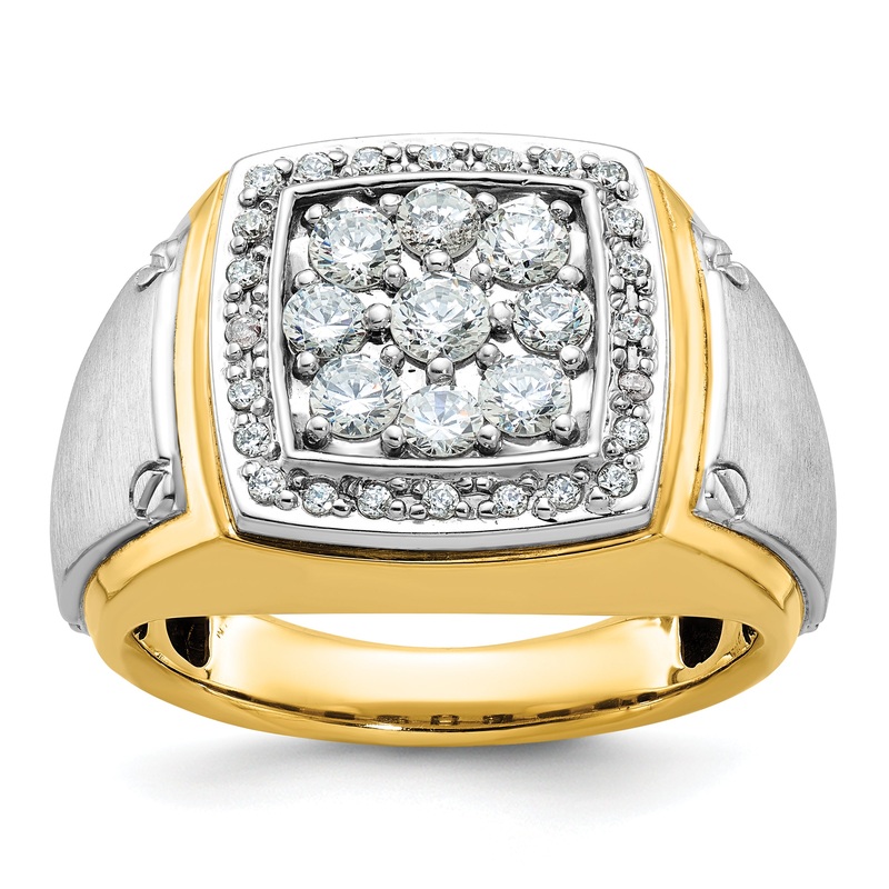 10K Two-Tone Ibgoodman Men’S Polished And Satin Square Cluster Ring Mounting