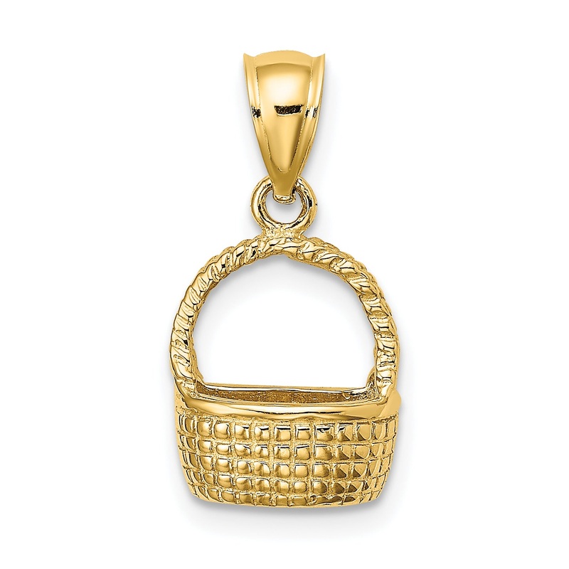10K Yellow Gold 10K 2-D Flat Back Basket Charm