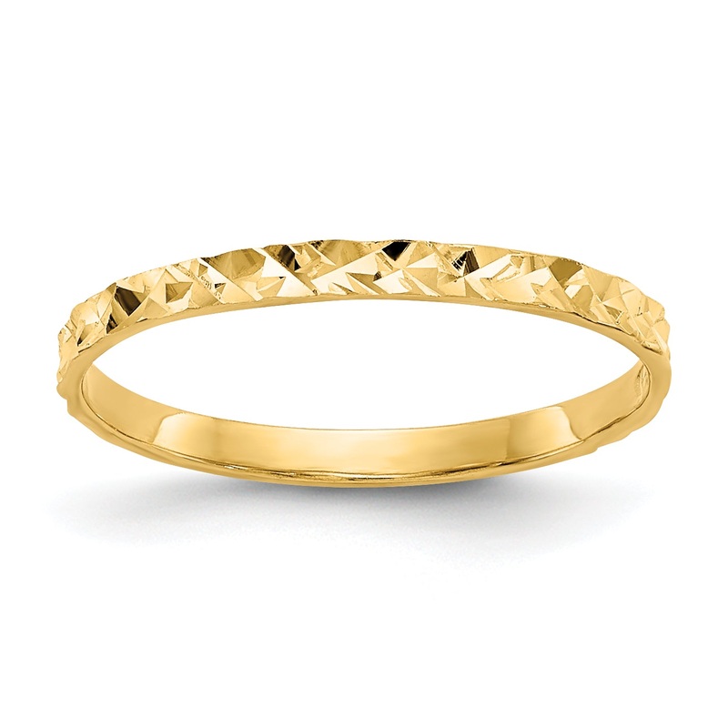 10K Yellow Gold 10K Diamond-Cut Design Band Childs Ring