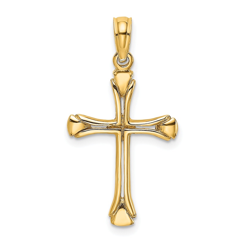 10K Yellow Gold 10K Polished Beveled Cut-Out Cross Pendant