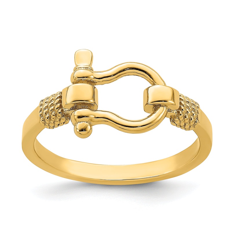 10K Yellow Gold 10K Shackle W/ Rope Edge Ring (Size 7)