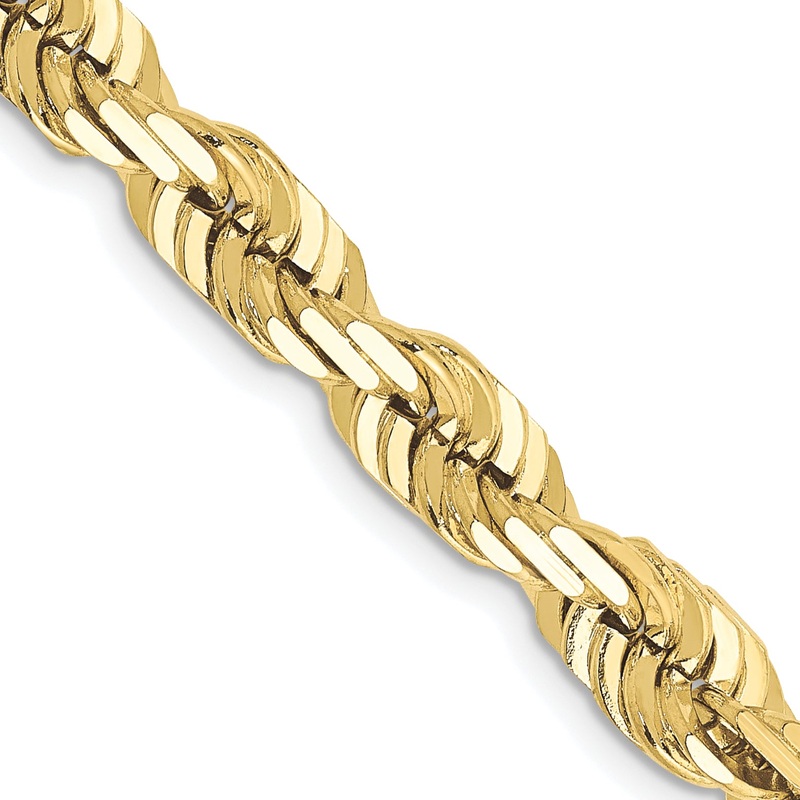 10K Yellow Gold 6.5mm Diamond-Cut Rope Chain