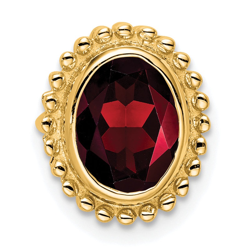 10K Yellow Gold Oval Garnet Chain Slide