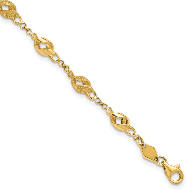 10K Yellow Gold Polished And Lasered Spiral Link 7.25In Bracelet