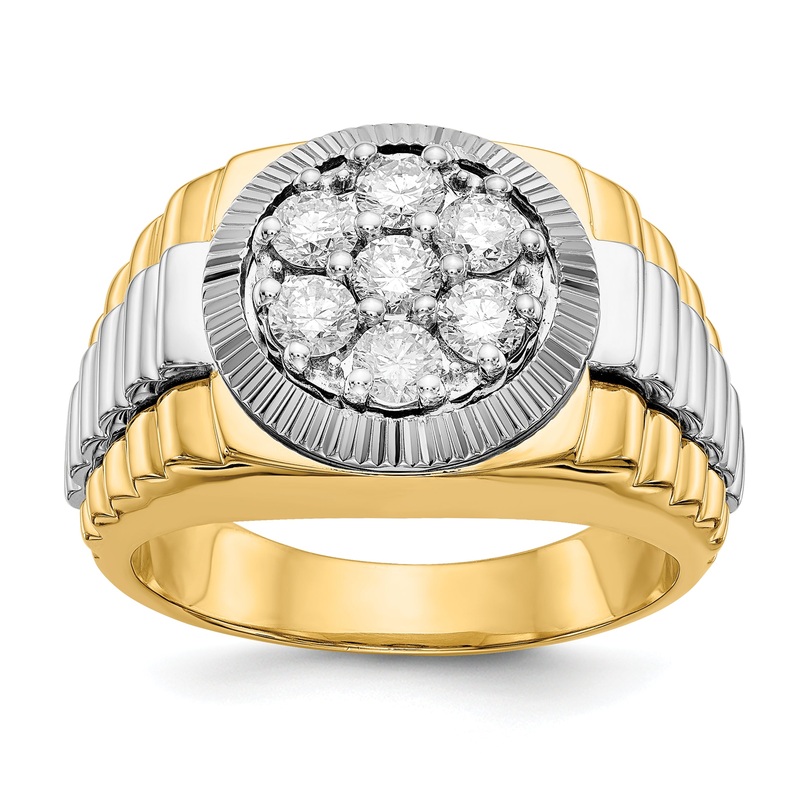 14k Two-Tone 1 Ct. Lab Grown Diamond VS/SI+ G+ Ridged Men’s Ring