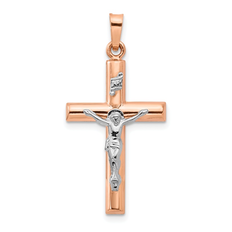 14k Two-tone 14k Two-tone Gold Hollow Crucifix Pendant