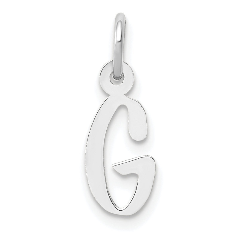 14k White Gold 14K White Gold Small Slanted Block Letter G Initial Charm