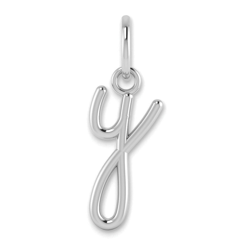 14k White Gold 14KW Lower case Letter Y Initial Charm
