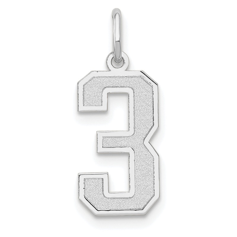 14k White Gold 14kw Medium Satin Number 3 Charm