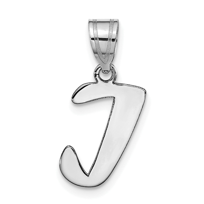 14k White Gold 14kw Polished Script Letter I Initial Pendant
