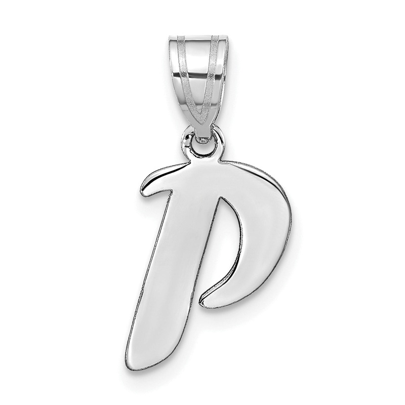 14k White Gold 14kw Polished Script Letter P Initial Pendant