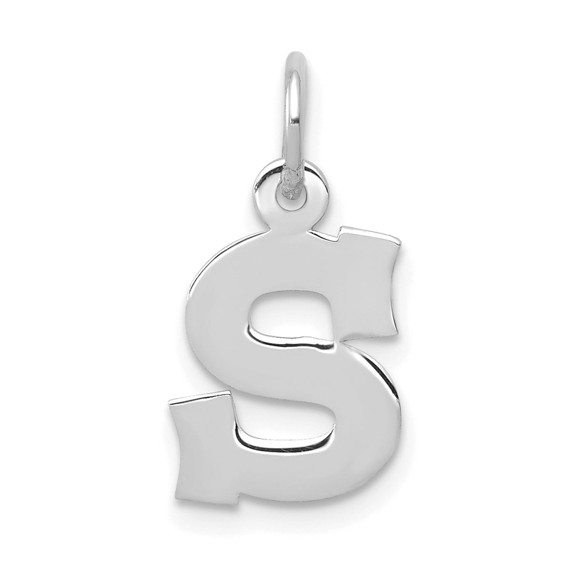 14k White Gold 14KW Small Block Letter S Initial Charm