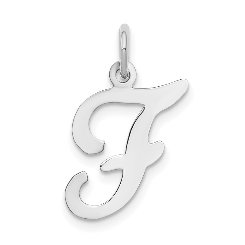 14k White Gold 14KW White Gold Script Letter F Initial Charm