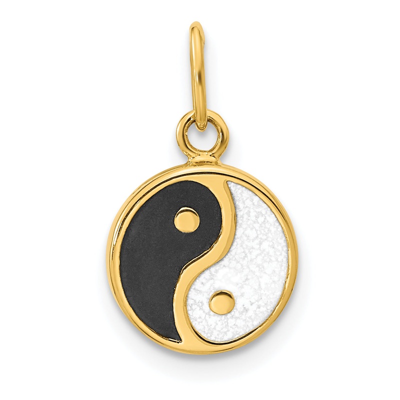 14k Yellow Gold 14K Polished Black/White Enamel Yin and Yang Pendant