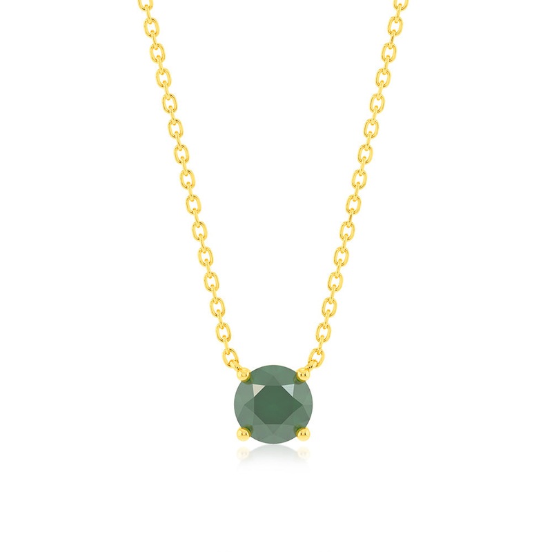 0.87 Carat Emerald Pendant with 45cm Chain in 9ct Yellow Gold