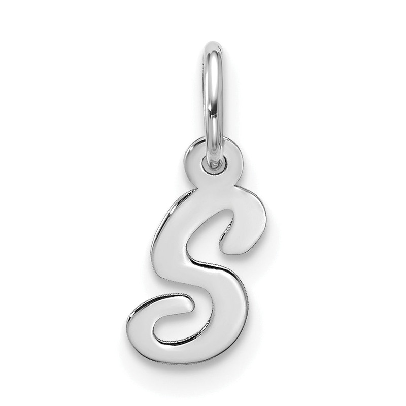 10K White Gold 10Kw Small Script Initial S Charm