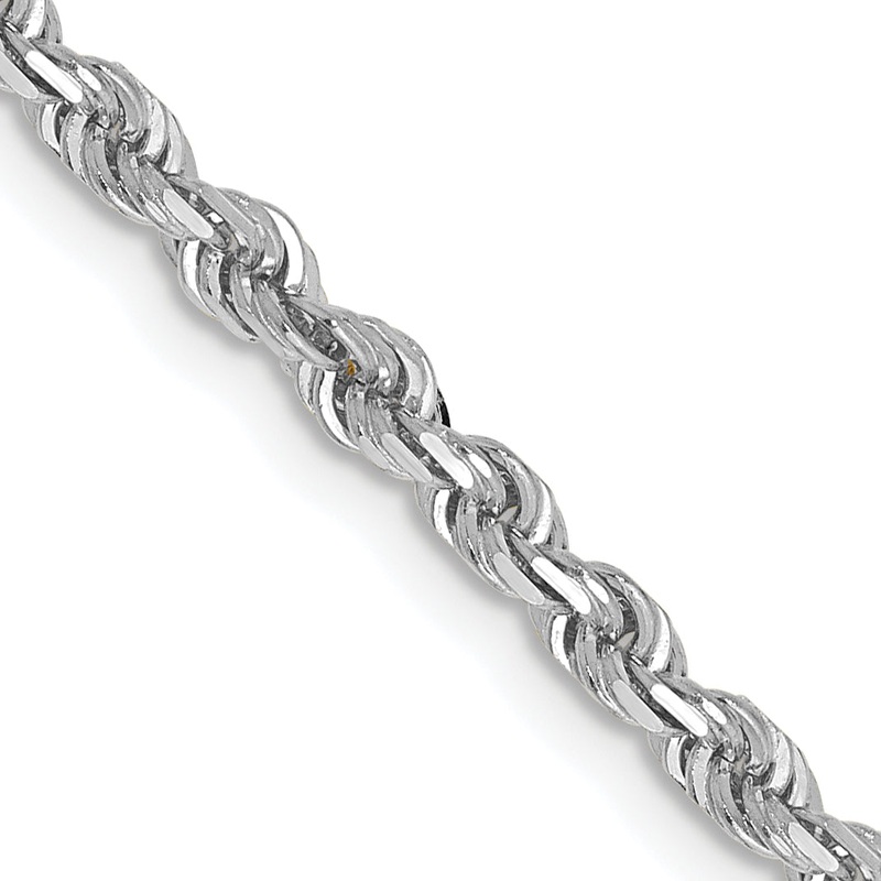 10K White Gold 3mm D/C Quadruple Rope Chain