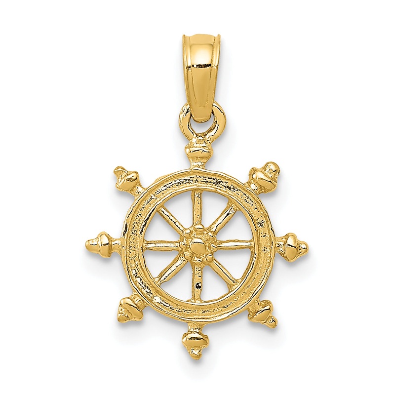 10K Yellow Gold 10K Ship Wheel Pendant
