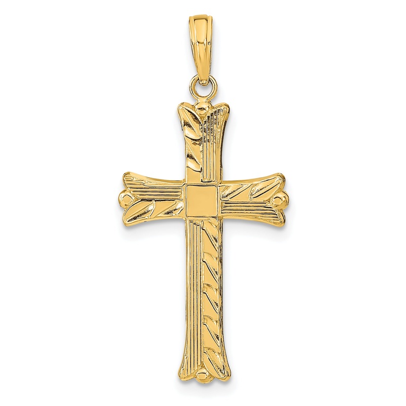 10K Yellow Gold 10K Textured W/Square Center Cross Pendant