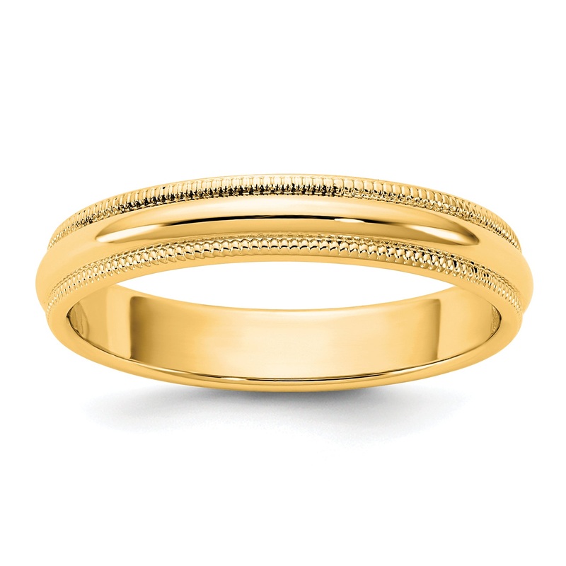 10K Yellow Gold 10Ky 3.5mm Milgrain Half Round Band Size 7.5