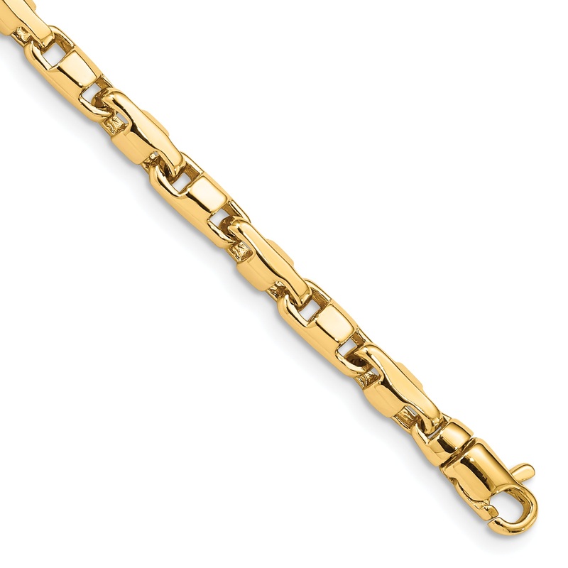 10K Yellow Gold 4mm Hand-Polished Fancy Link Bracelet