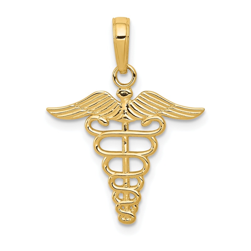 10K Yellow Gold Caduceus Pendant