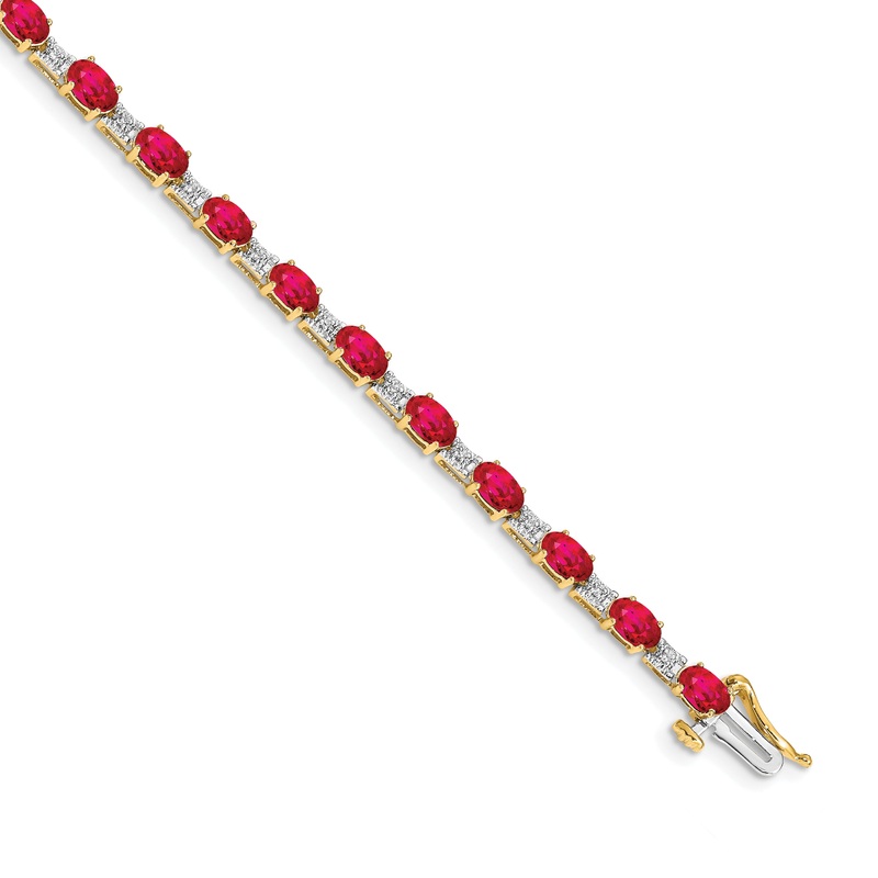 10K Yellow Gold Diamond And Ruby Bracelet