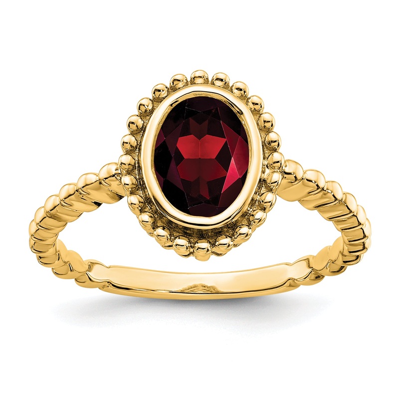 10K Yellow Gold Oval Garnet Ring