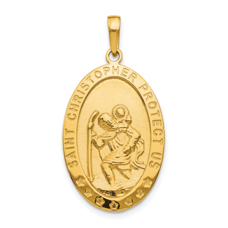 10K Yellow Gold Saint Christopher Medal Pendant