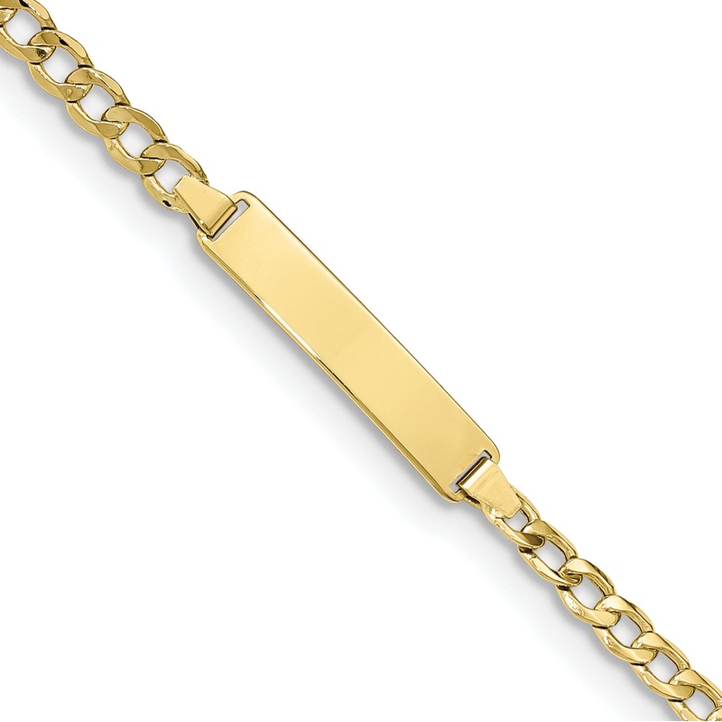 10K Yellow Gold Semi-Solid Curb Link Id Bracelet