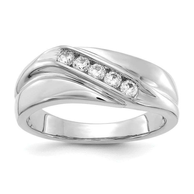 14k White Gold 1/3 Ct. Lab Grown Diamond VS/SI+ G+ Five Stone Men’s Ring