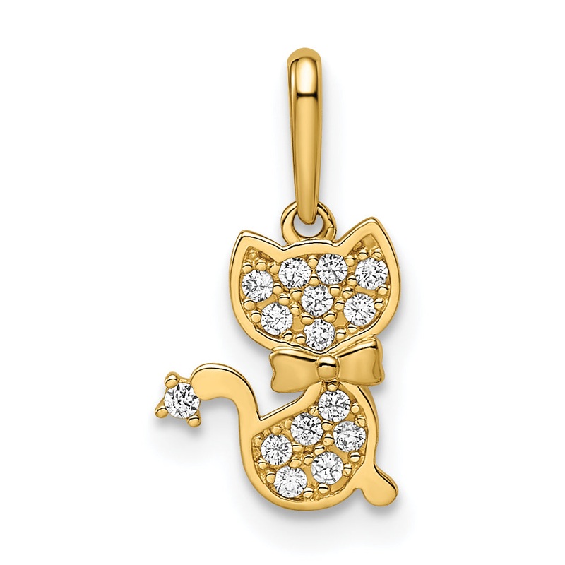 14k Yellow Gold 14k Madi K CZ Cat Pendant