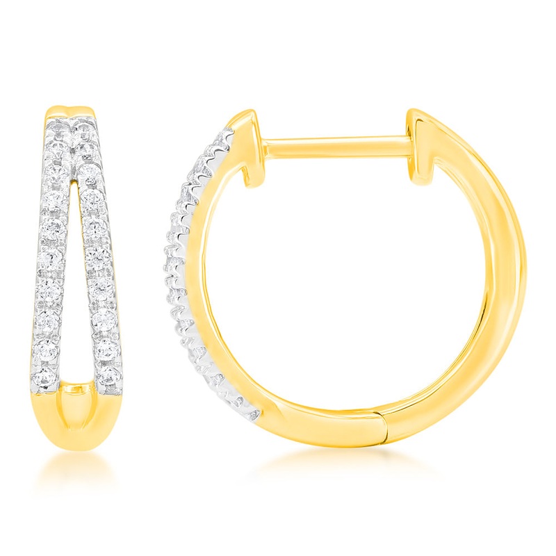 1/5 Carat Diamond Hoop Earrings in 9ct Yellow Gold