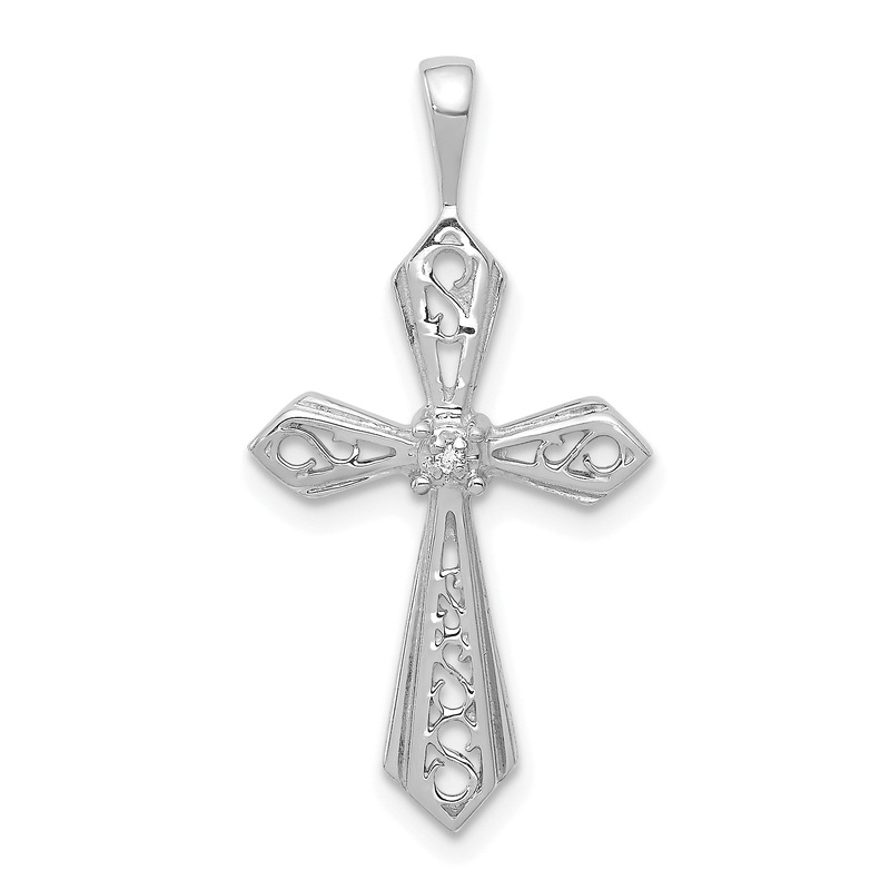 10K White Gold 10K Aa Diamond Passion Cross Pendant