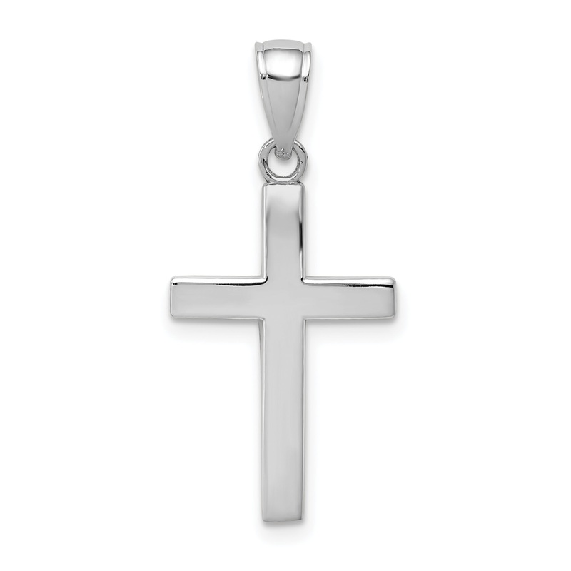 10K White Gold Polished Cross Pendant