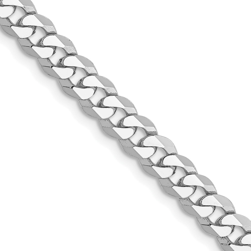 10K White Gold Wg 4.75mm Flat Beveled Curb Chain