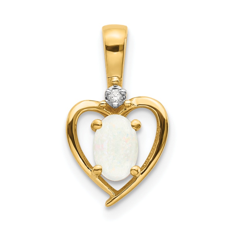 10K Yellow Gold 10K Diamond And Opal Pendant