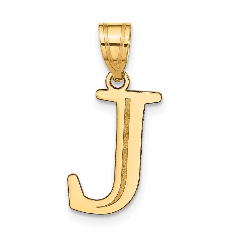 10K Yellow Gold 10K Polished Etched Letter J Initial Pendant