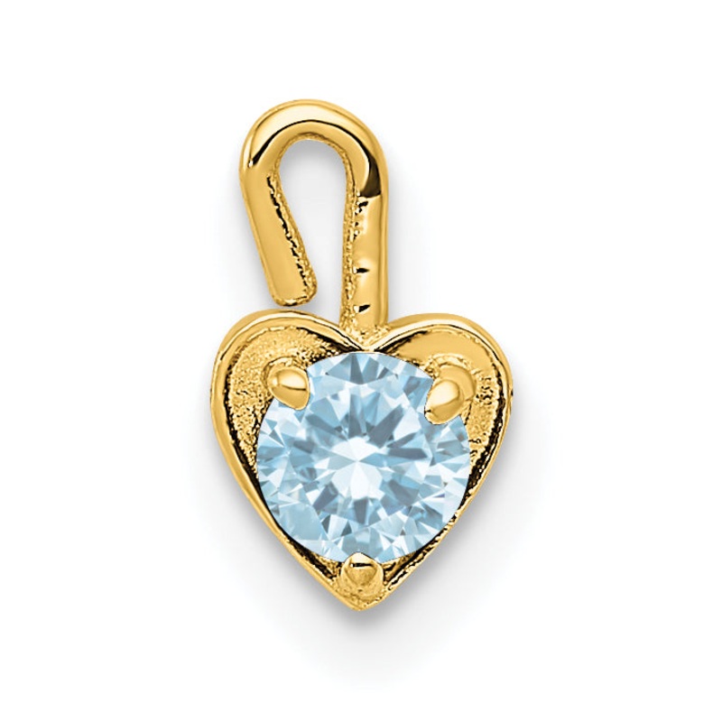 10K Yellow Gold 10Ky March Synthetic Birthstone Heart Charm