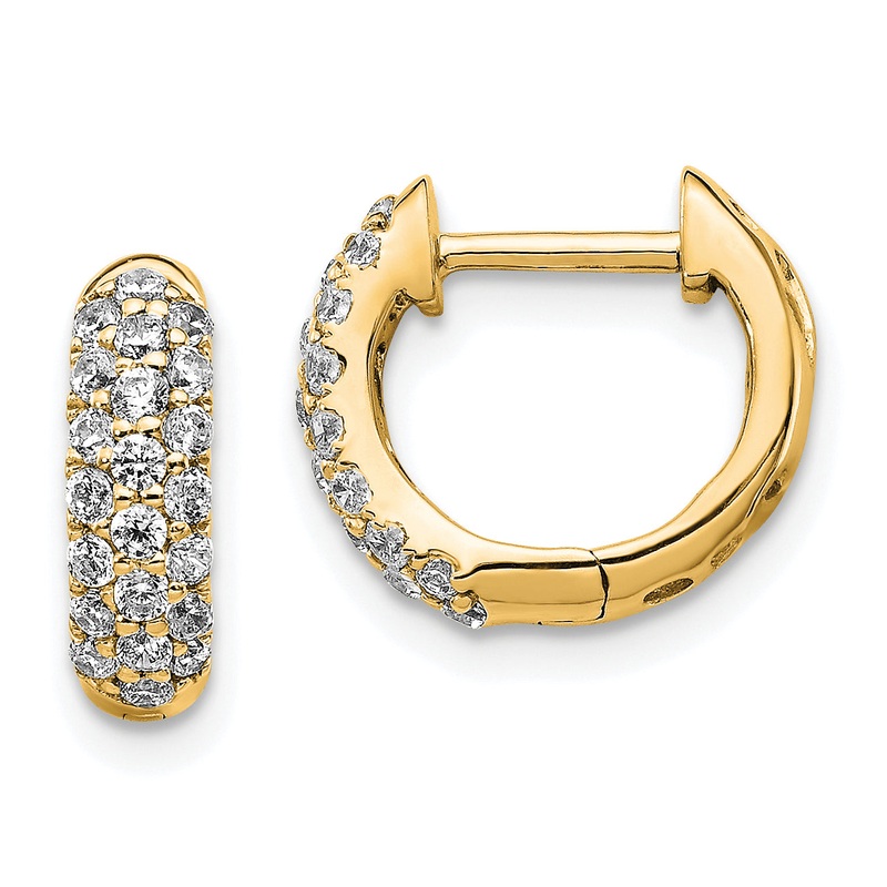 10K Yellow Gold Diamond Hinged Hoop Earrings