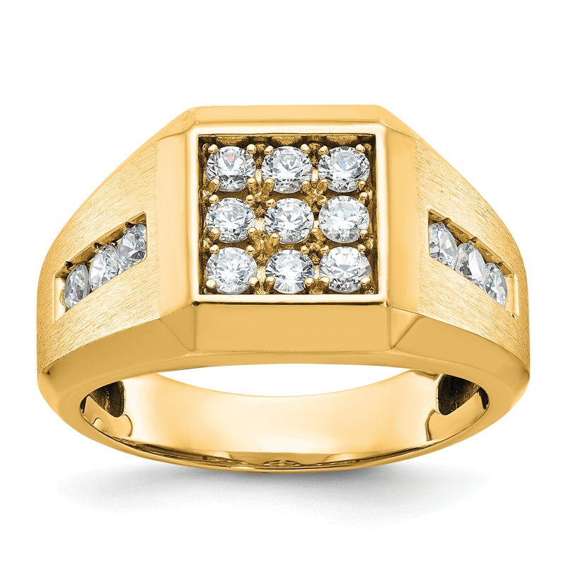 10K Yellow Gold Ibgoodman Men’S Polished And Satin Square Cluster Ring Mounting
